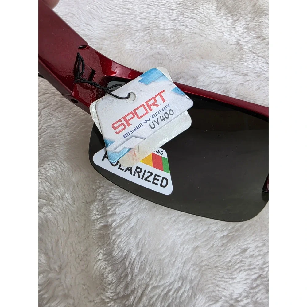 Sport Eyewear Polarized UV400‎ Sunglasses Red Frame Mirrored Lenses Men's